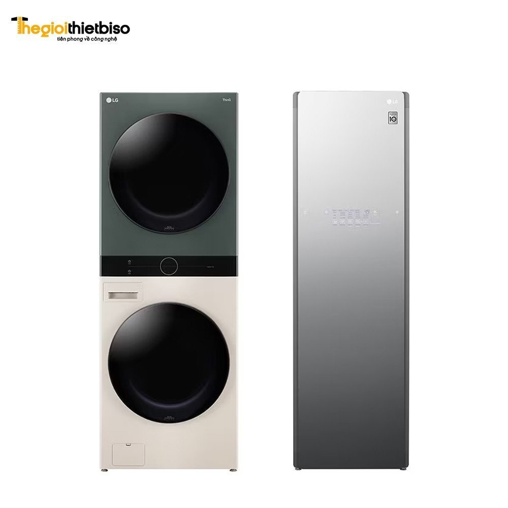 Tháp giặt sấy LG WashTower™ WT2116SHEG và Tủ chăm sóc quần áo LG Styler - Màu gương kính S5MB