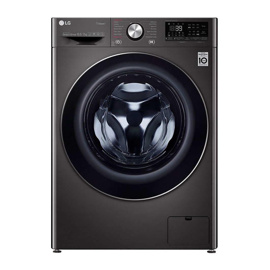 LG AI DD™ Máy giặt sấy lồng ngang Giặt 10.5kg / Sấy 7 kg FV1450H2B (Công nghệ TurboWash™360, Giặt hơi nước Steam+™)